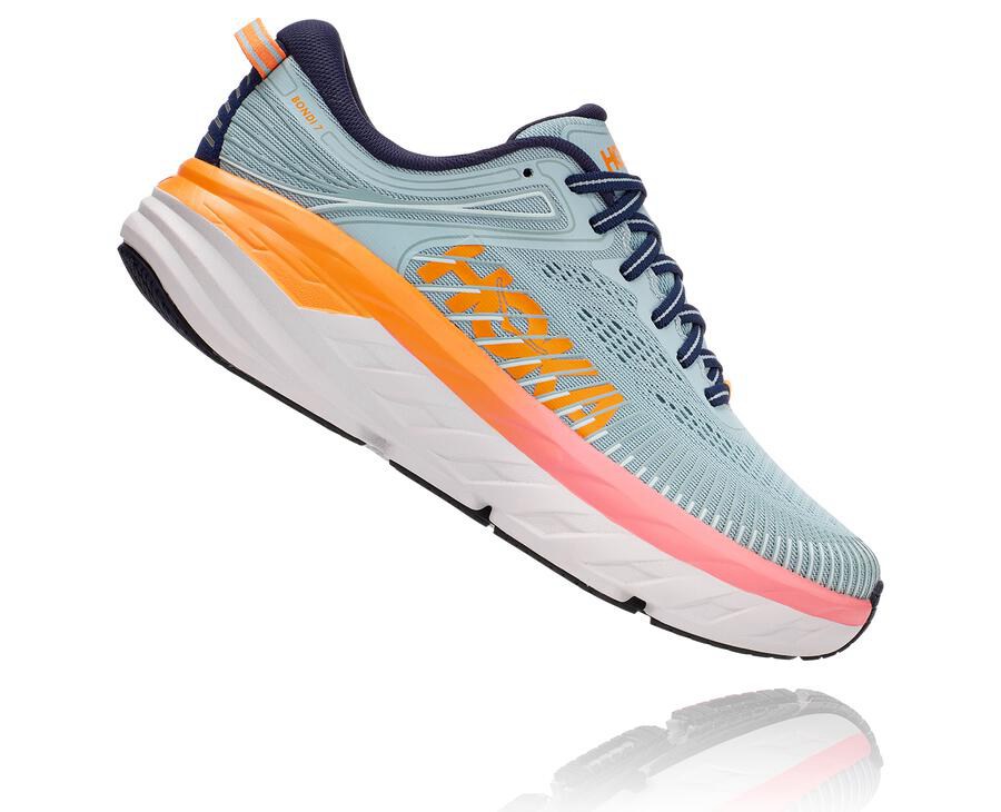 Zapatillas Running Hoka One One Mujer - Bondi 7 - Azules - FXD718920